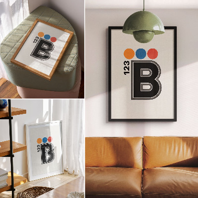 Poster decorativo Letra em estilo geométrico com gotas coloridas