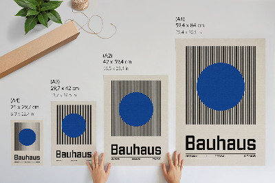 Impressão em tela Um grande círculo azul sobre linhas pretas e brancas.