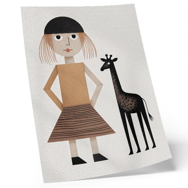 Poster para cozinha Figura geométrica com uma girafa, simplicidade e estilo.