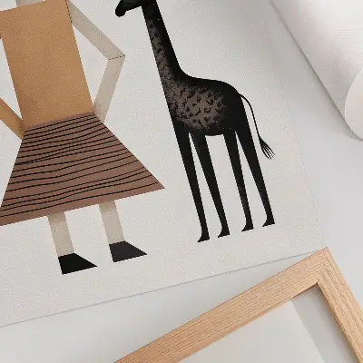 Poster para cozinha figura geométrica com uma girafa em estilo minimalista