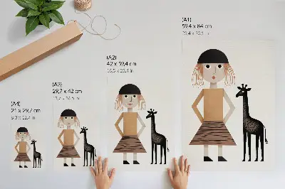 Poster para cozinha figura geométrica com uma girafa em estilo minimalista