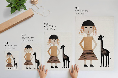 Poster para cozinha Figura geométrica com uma girafa, simplicidade e estilo.