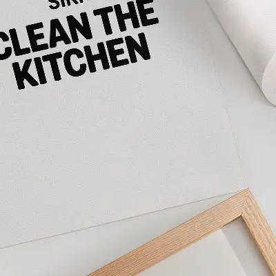 Poster decorativo com inscrição minimalista e motivo contrastante