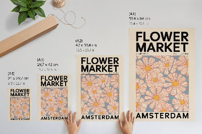 Impressão em tela Estilo retrô com cores vibrantes e estampa floral.