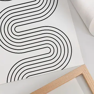 Impressão em tela com padrão abstrato de linhas contrastantes e estética moderna