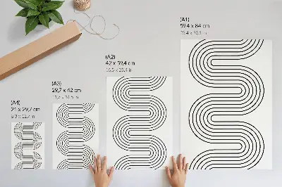 Impressão em tela com padrão abstrato de linhas contrastantes e estética moderna