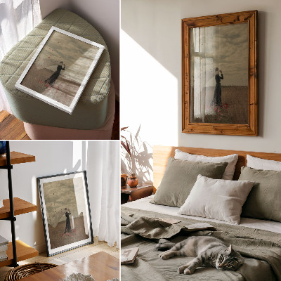 Poster decorativo Uma figura em um campo entre pétalas vermelhas