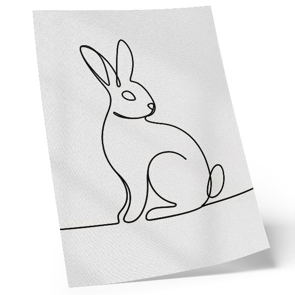 Poster para cozinha Silhueta delicada de um coelho com uma linha fina.