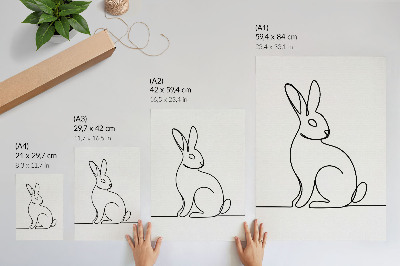 Poster para cozinha Silhueta delicada de um coelho com uma linha fina.