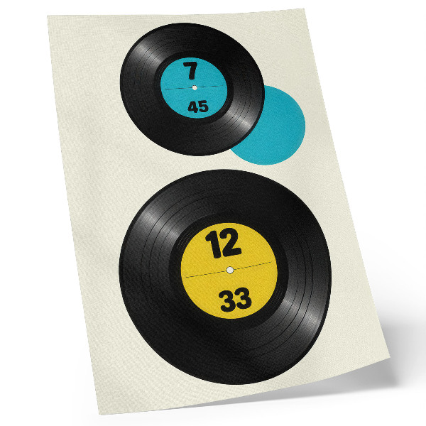 Arte de parede Discos de vinil modernos amarelo turquesa