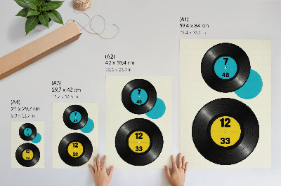 Arte de parede Discos de vinil modernos amarelo turquesa