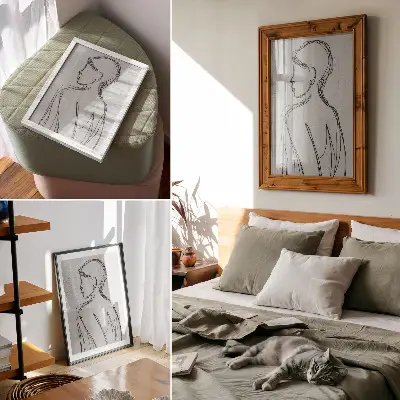 Poster decorativo com design de linhas delicadas em tons de cinza que trazem elegância e modernidade ao ambiente