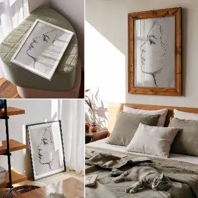 Impressão em tela de esboço moderno minimalista de contorno de rosto