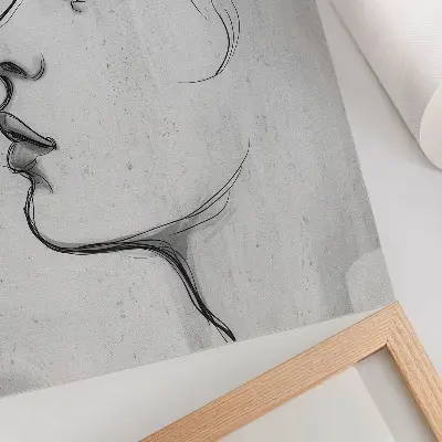 Impressão em tela de esboço moderno minimalista de contorno de rosto