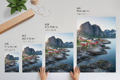 Poster para cozinha Casas de campo à beira-mar, montanhas, paz, natureza, paisagem