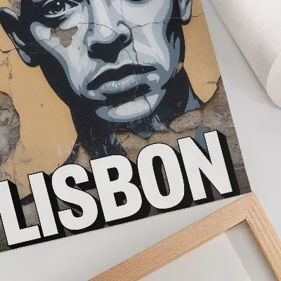 Poster decorativo estampa de estilo urbano com rosto e frase motivacional