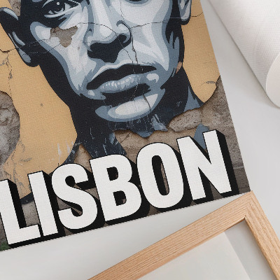 Poster decorativo Estampa de estilo urbano com um rosto e uma inscrição motivacional.
