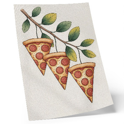 Poster para cozinha Fatias de pizza em um galho de árvore em cores alegres