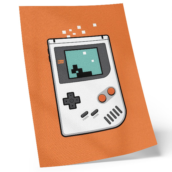 Poster decorativo Tela pixelada de console retrô com fundo laranja