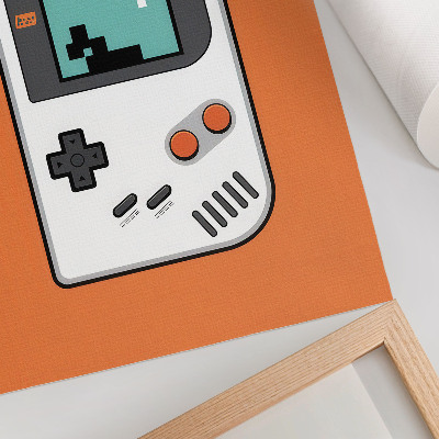 Poster decorativo Tela pixelada de console retrô com fundo laranja