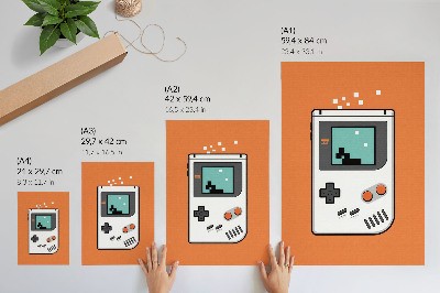 Poster decorativo Tela pixelada de console retrô com fundo laranja