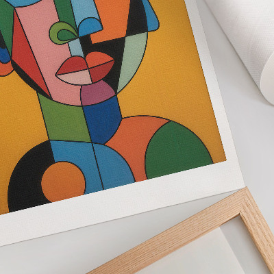 Poster para cozinha Retrato geométrico em cores vibrantes e estilo moderno.