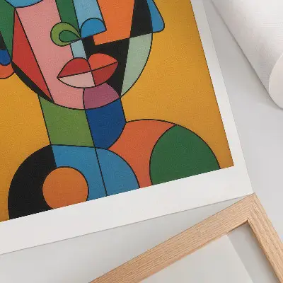 Poster para cozinha retrato geométrico em cores vibrantes estilo moderno