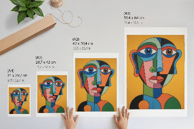 Poster para cozinha Retrato geométrico em cores vibrantes e estilo moderno.