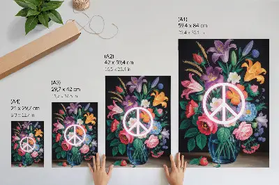 Poster decorativo um buquê colorido de flores como símbolo da paz