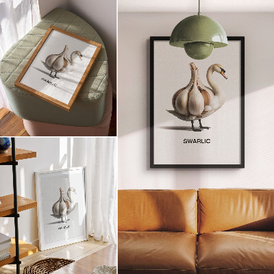 Poster para cozinha Cisne combinado com surrealismo de alho