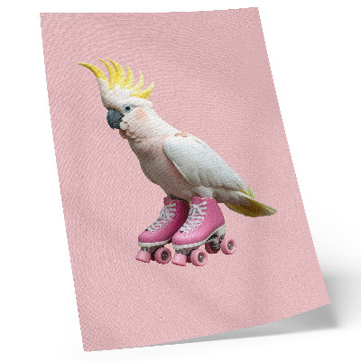 Poster decorativo Um papagaio de patins, cores pastel, modernidade.
