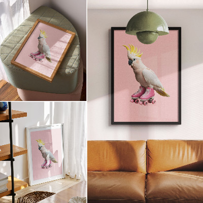 Poster decorativo Um papagaio de patins, cores pastel, modernidade.