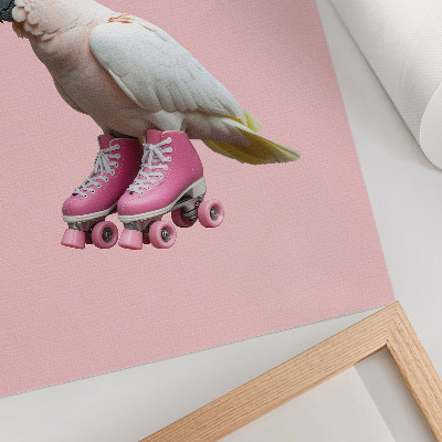 Poster decorativo Um papagaio de patins, cores pastel, modernidade.