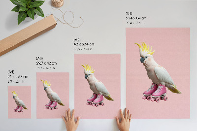 Poster decorativo Um papagaio de patins, cores pastel, modernidade.