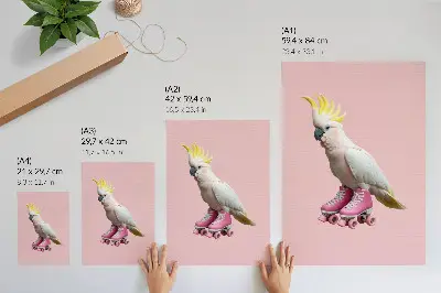 Poster decorativo um papagaio de patins em tons pastel com estilo moderno