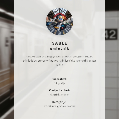 Poster para cozinha Bonde azul, dia chuvoso, vida na cidade