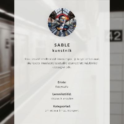 Poster para cozinha Bonde azul, dia chuvoso, vida na cidade