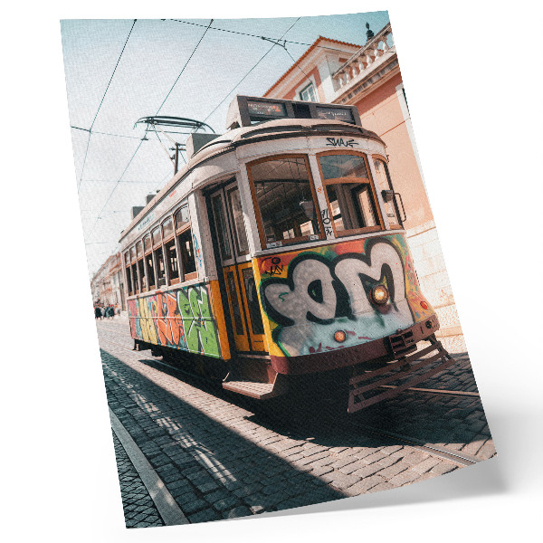 Poster decorativo Grafite de bonde arquitetura urbana de rua