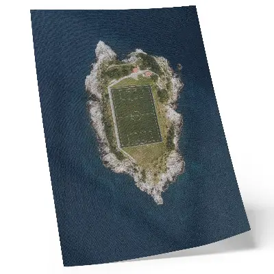 Poster decorativo campo de golfe em uma ilha rodeada por um mar turquesa
