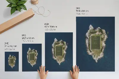 Poster decorativo campo de golfe em uma ilha rodeada por um mar turquesa