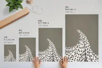 Poster decorativo com padrão minimalista de pontos pretos em fundo bege