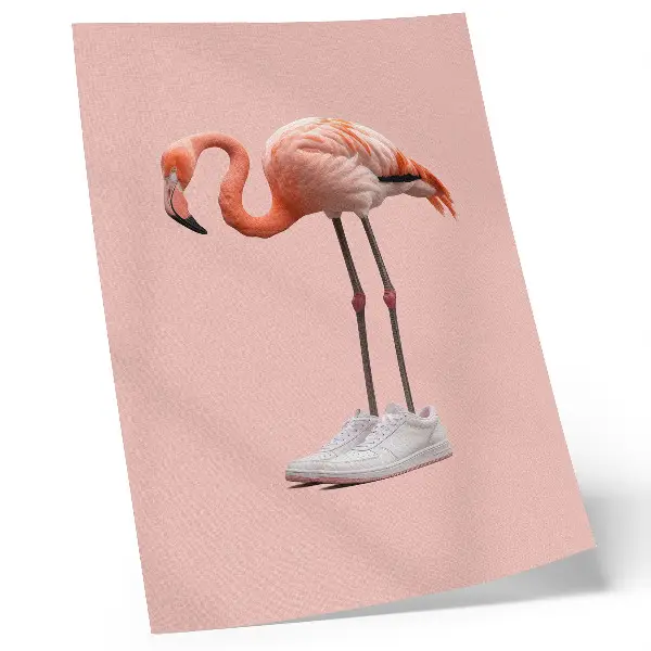 Impressão em tela tênis esportivos cor rosa flamingo em fundo rosa