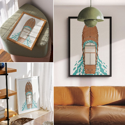 Poster decorativo A elegância de um iate, linhas, simetria, minimalismo.