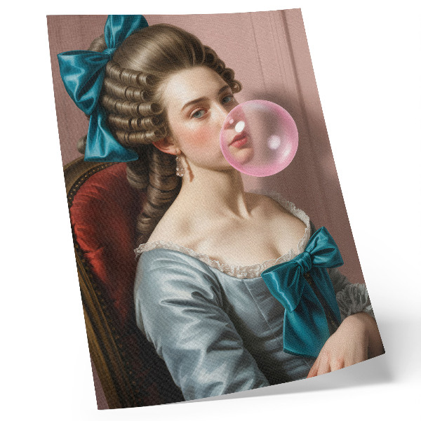 Poster para cozinha Retrato de uma mulher com chiclete, estilo retrô