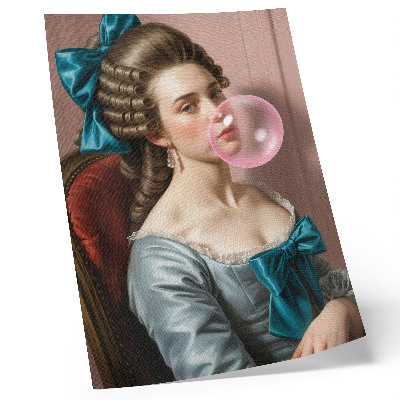 Poster para cozinha Retrato de uma mulher com chiclete, estilo retrô