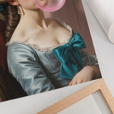 Poster para cozinha Retrato de uma mulher com chiclete, estilo retrô
