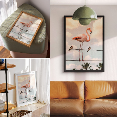 Poster decorativo Céu de flamingos, nuvens, andorinhas naturalmente