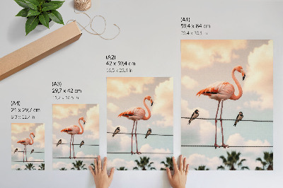 Poster decorativo Céu de flamingos, nuvens, andorinhas naturalmente