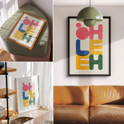 Arte de parede Letras geométricas em cores vibrantes