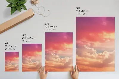 Poster decorativo nuvens em tons pastel com pôr do sol tranquilo